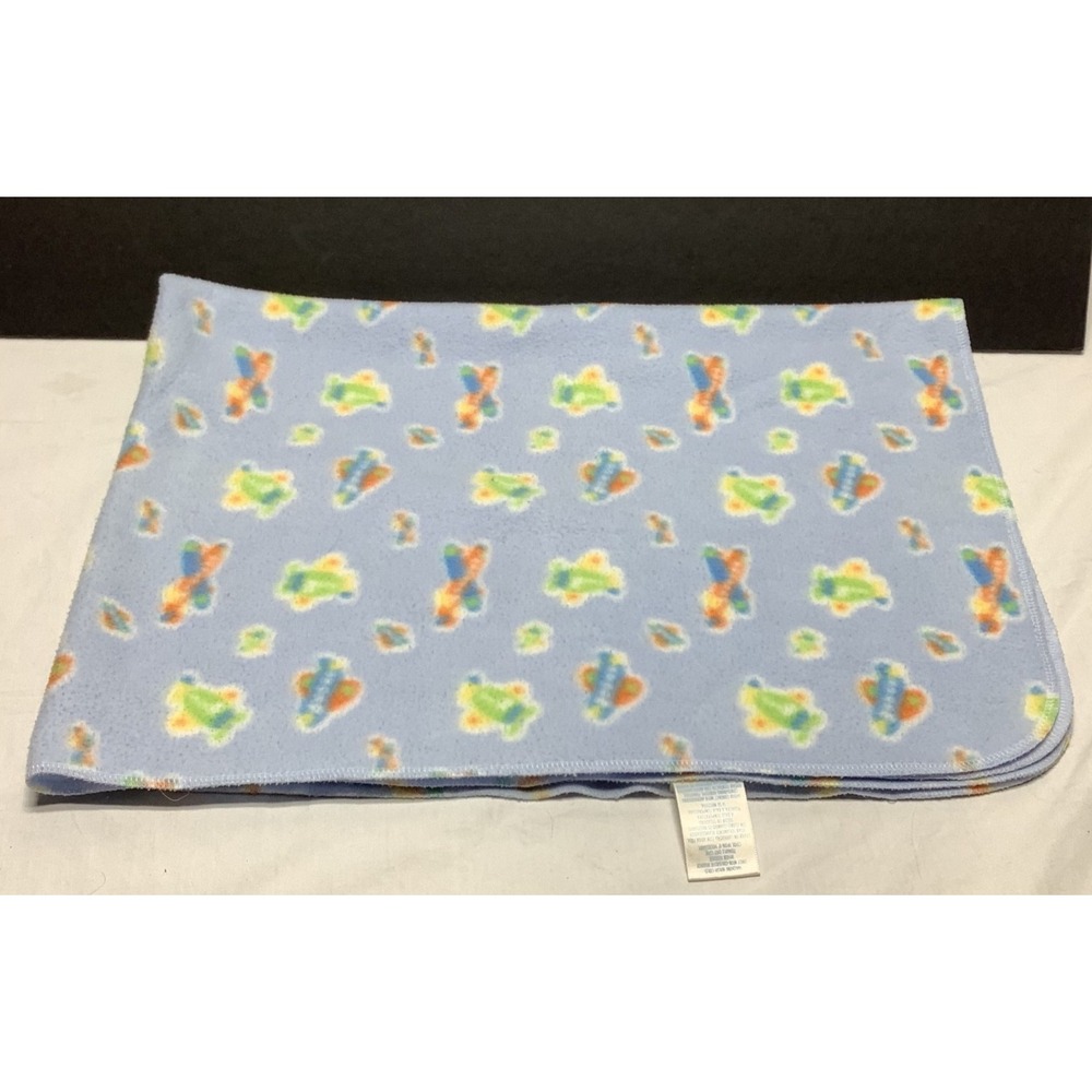 Small Wonders Blue Fleece Airplane Baby Blanket 30"x40" 2005